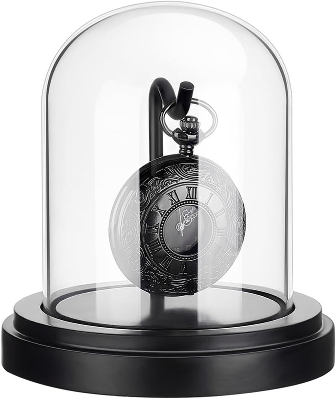 3X4 Inch Pocket Watch Display Case Watch Glass Display Dome Cloche, Black Dome C gallery