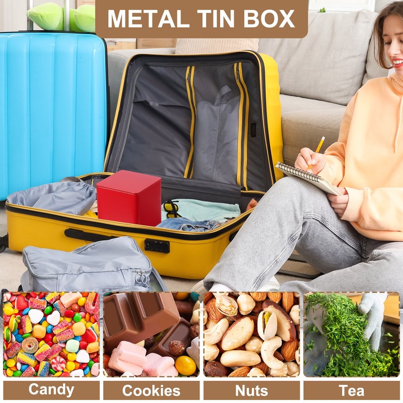 3.35"x3.35"x3.35" Square Tin Box Metal Storage Tin Box with Lid Black gallery