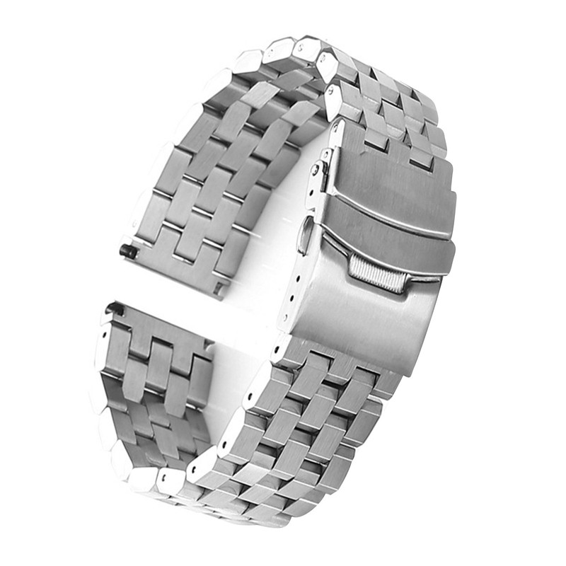 Silver 20mm Width Watch Band Strap Bracelet Link Solid Watchband Replacement ss gallery