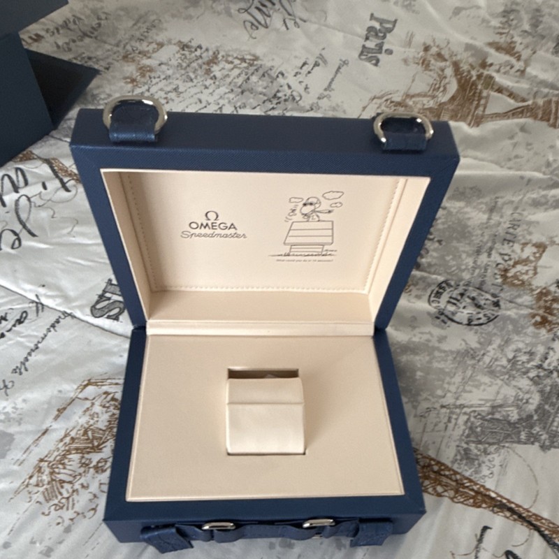 OMEGA Speedmaster 50th anniversary Snoopy Blue Leather Fabric Presentation Box
