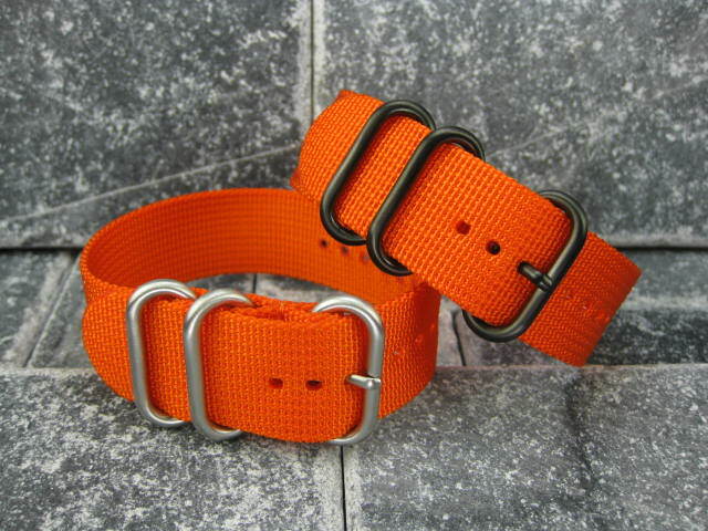 22mm Germany Ballistic Nylon Diver Strap 3 Rings Wrap Around Orange Watch Band O