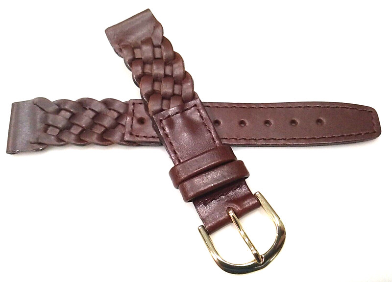 New Mens Brown Braided Woven Genuine Leather 18mm Watch Band 8 5/16" 212mm LONG