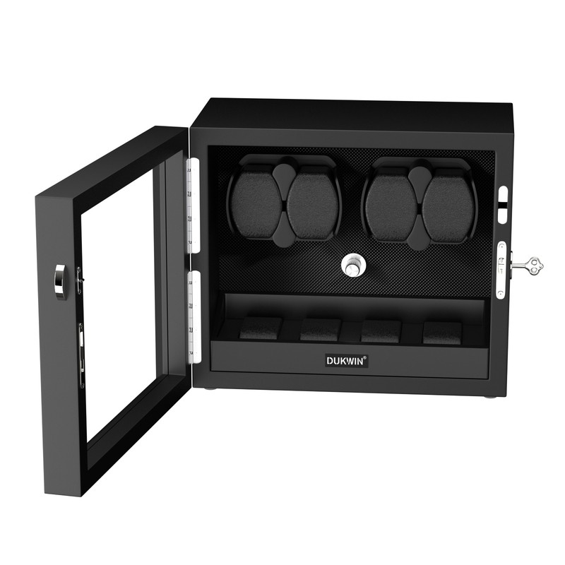 XTELARY Automatic 4 Watch Winder With 4 Extra Storage Case Box Display Black gallery