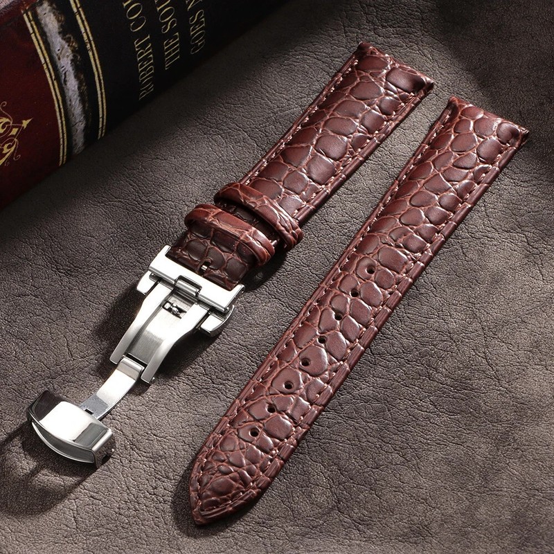 Alligator Print Watch Band 16/17/18/20/21/22mm Fashionable Strap Butterfly Clasp
