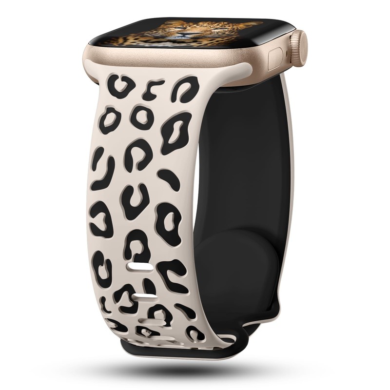 CreateGreat Engraved Leopard 38/40/41/42mm(Series 10), Starlight & Black