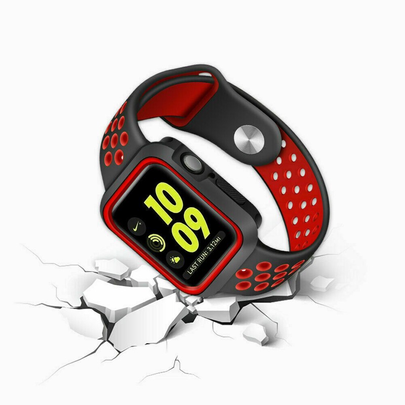 Protective Case + Silicone Watch Band Strap for Apple Watch 9 8 7 6 5 4 SE 3 2 gallery