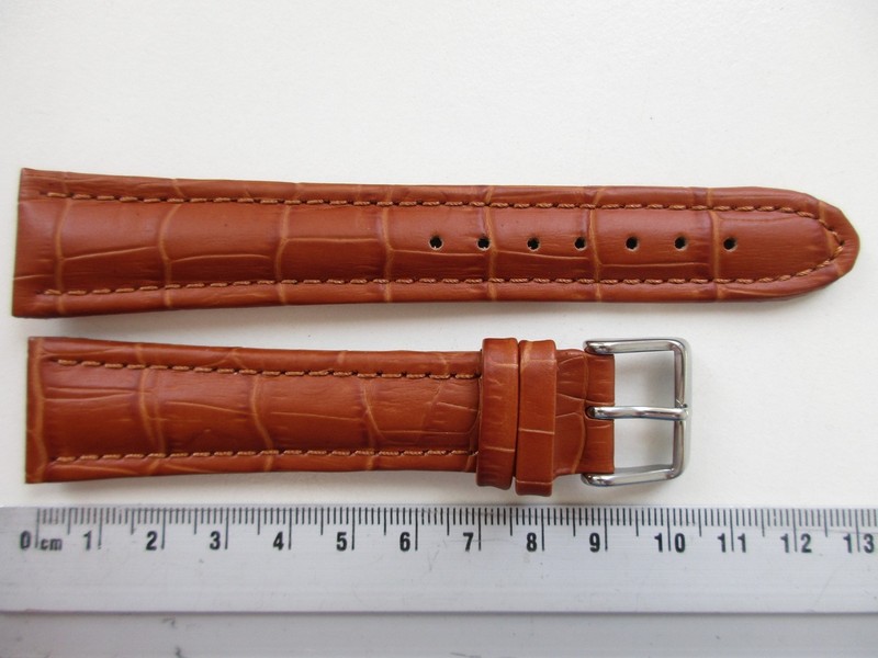 Tawny Brown XL alligator print 22 MM leather watch band strap – 18mm buckle