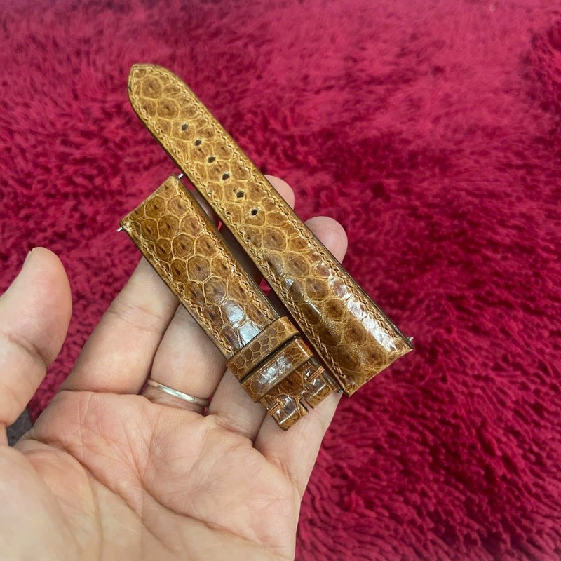 20mm/18mm BROWN Genuine Snake Leather Skin Watch Wrist Strap Band Buckle gallery