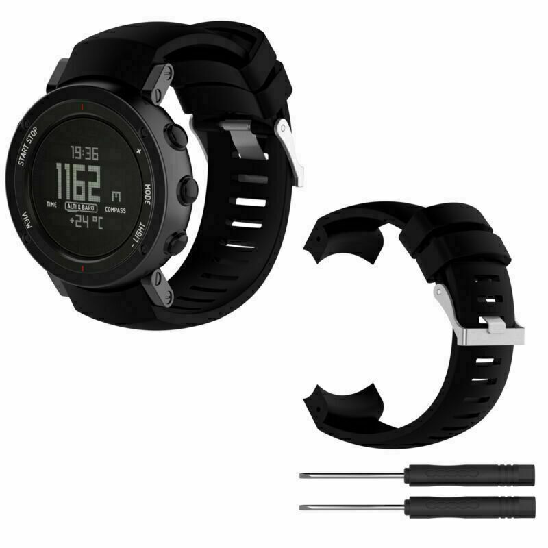 For Suunto Core Alu Deep Black Watch Silicone Replacement Wristband Band Strap