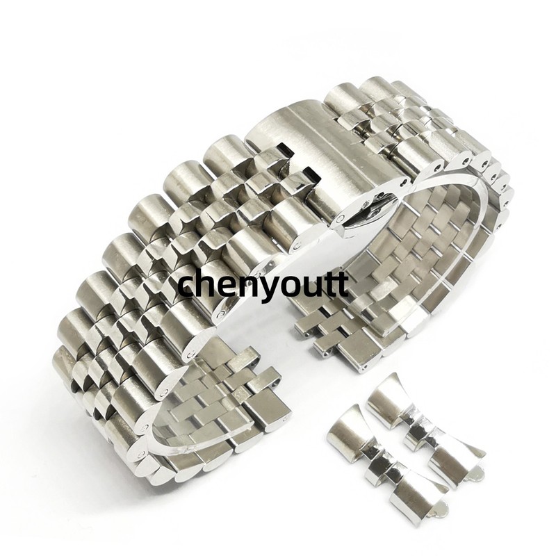 Jubilee 12mm-24mm Curved End Metal Bracelet Stainless Steel Watch Band Strap