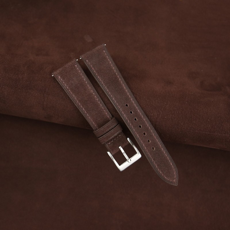 Calfskin Chocolate Nubuck Leather Watch Strap Band 18mm 20mm 22mm
