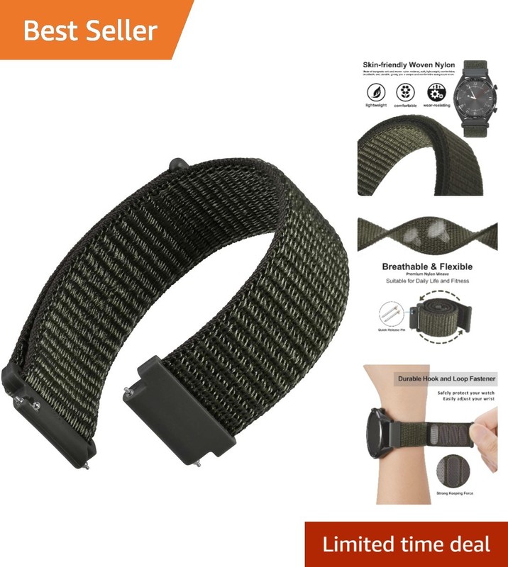 Lightweight 19mm Sport Loop Watch Band in Army Green – Unisex Adjustable Style