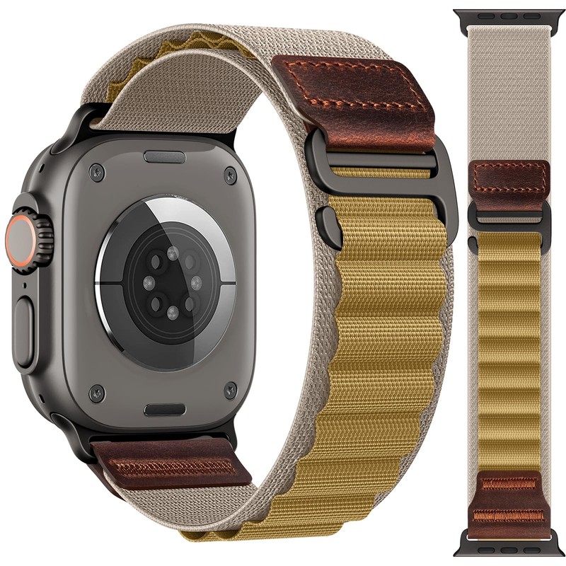 Alpine Loop with Leather Design with Apple Bands Ultra 3 2 1 (49mm) & Series …