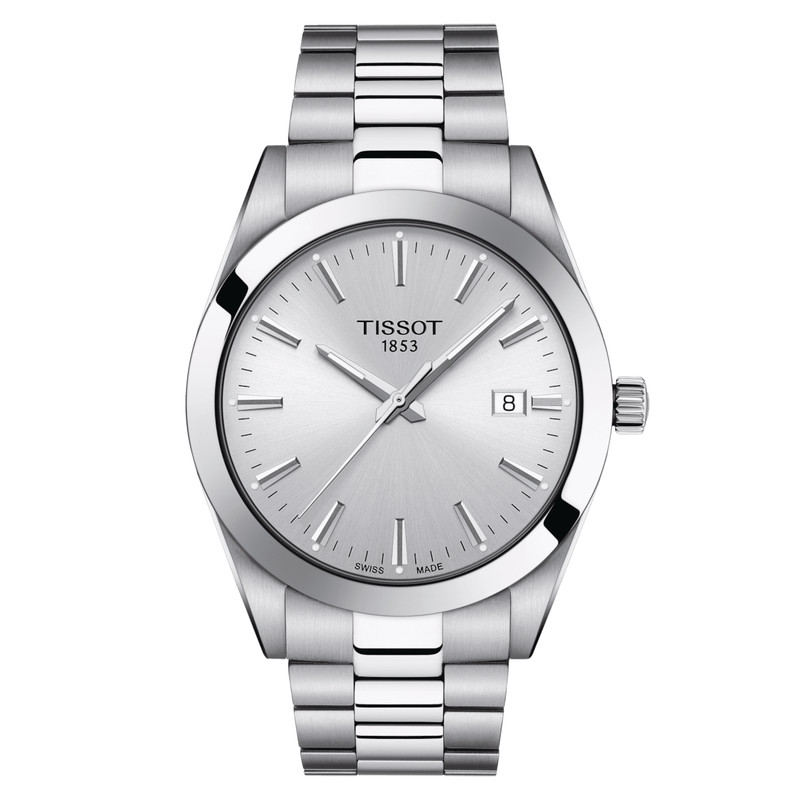 TISSOT T-CLASSIC GENTLEMAN T127.410.11.031.00 SILVER/SILVER MENS WATCH WARRANTY