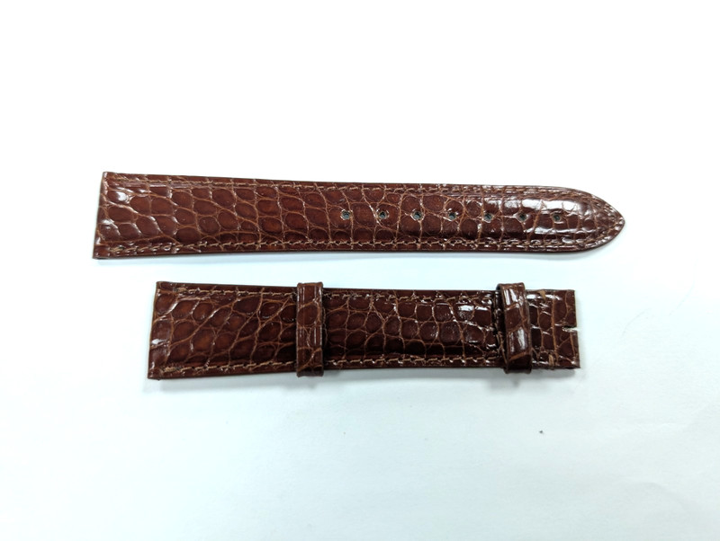 Original Cartier Polished Cognac Brown Crocodile Watch Band 19mm x 16mm NOS