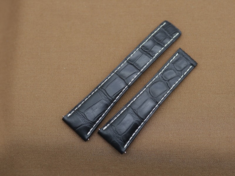 Handmade Alligator Watch Strap For Breitling Watch & Deployment Clasp