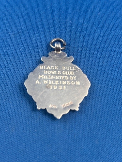 Sterling Silver Black Bull Bowls Club Pocket Watch Fob, Marked Birmingham gallery