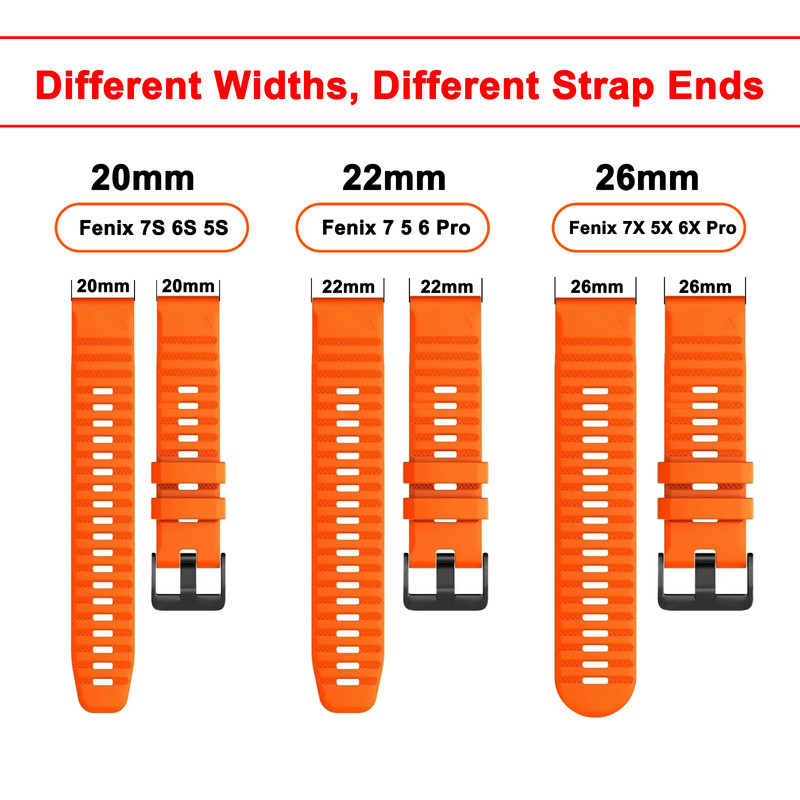 26/20/22mm Silicone Band for Garmin Watch Fenix 8 6 6X 7X 7 Pro 5 5X 5S QuickFit gallery