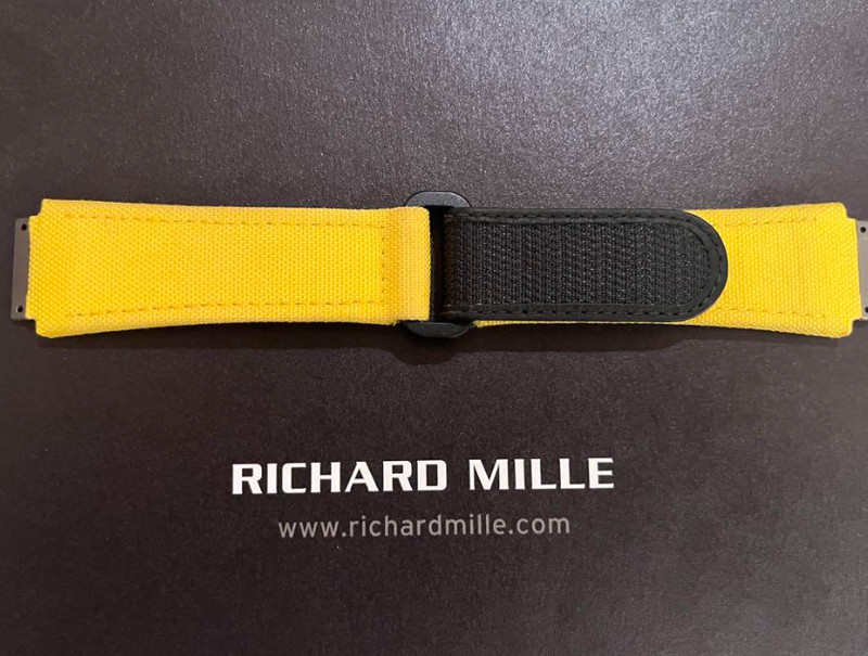 Richard Mille 10M Size Genuine Yellow hook and loop closure Nylon Strap
