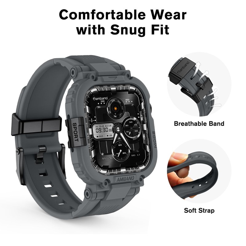 amBand Bands Case Compatible with Apple Watch Series 11/10 46mm, M1 Sport Rugged gallery