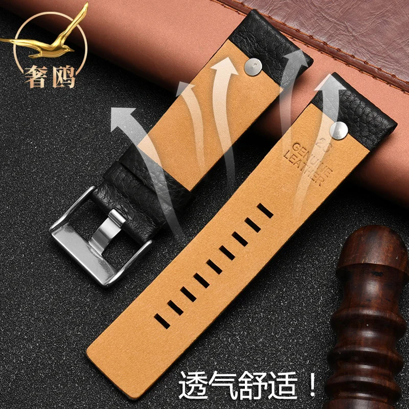 Diesel Watch Band Genuine Leather Strap Rivet Bracelet Men 24mm 26mm 28mm 30mm gallery