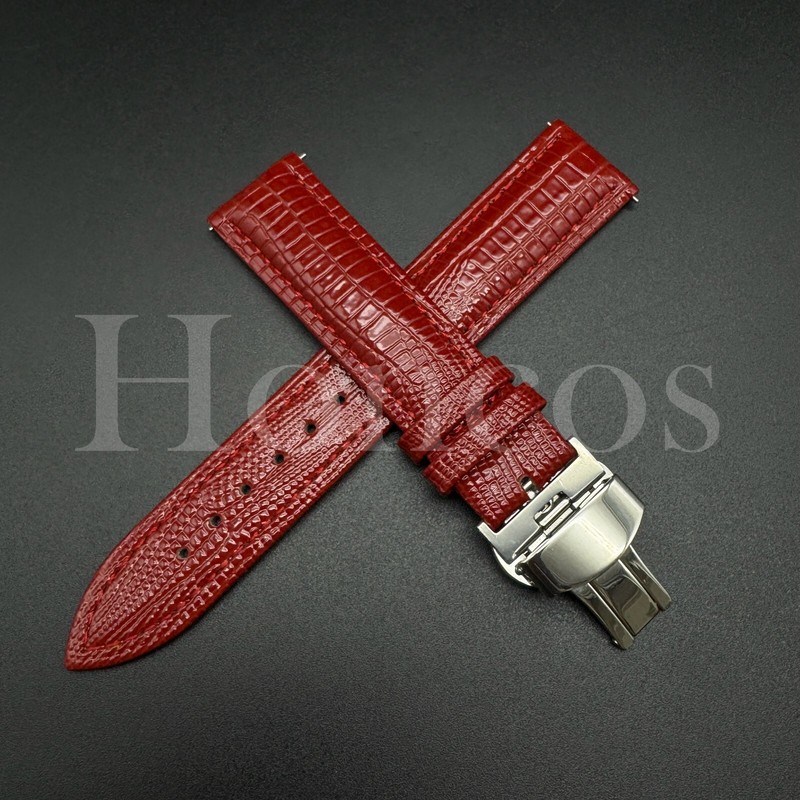 12-22 MM Red Leather Lizard Watch Band Strap Quick Release Clasp Fits Movado USA