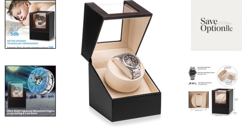 Silent Single Watch Winder for Automatic Watches - AC Adapter & Battery Powered gallery