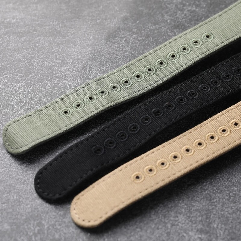 Handmade Pure Canvas Strap 20MM 22MM Black khaki Green Grey G10 Breathable Soft gallery