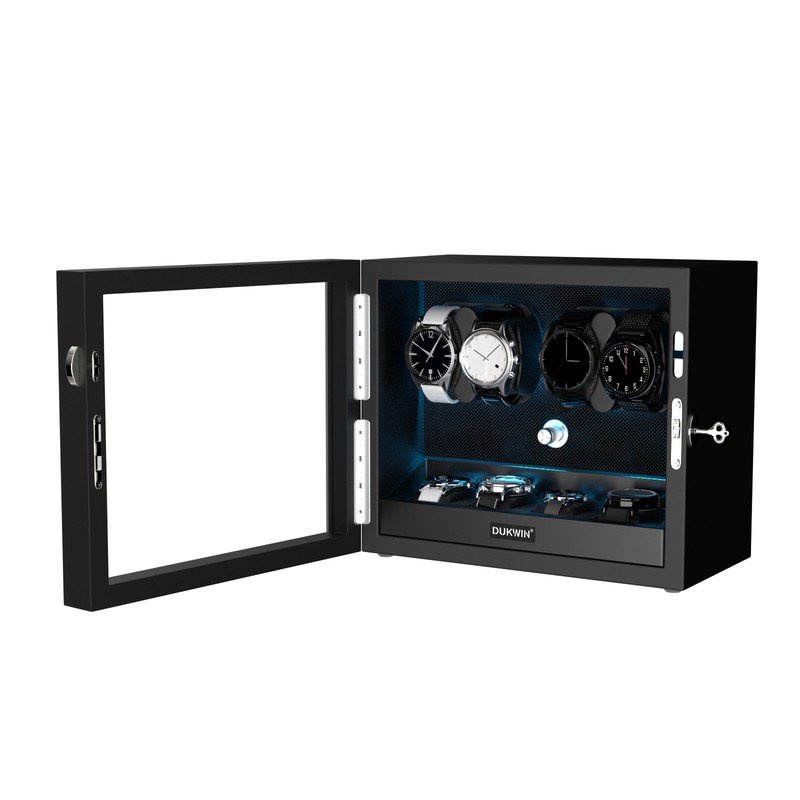 XTELARY Automatic 4 Watch Winder With 4 Extra Storage Case Box Display Black gallery