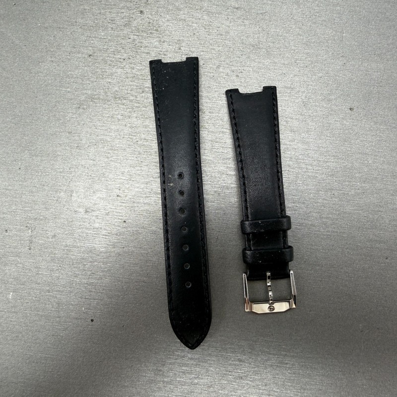 Movado 20mm Leather Band Black 2053 Cut out For lugs Silver Buckle