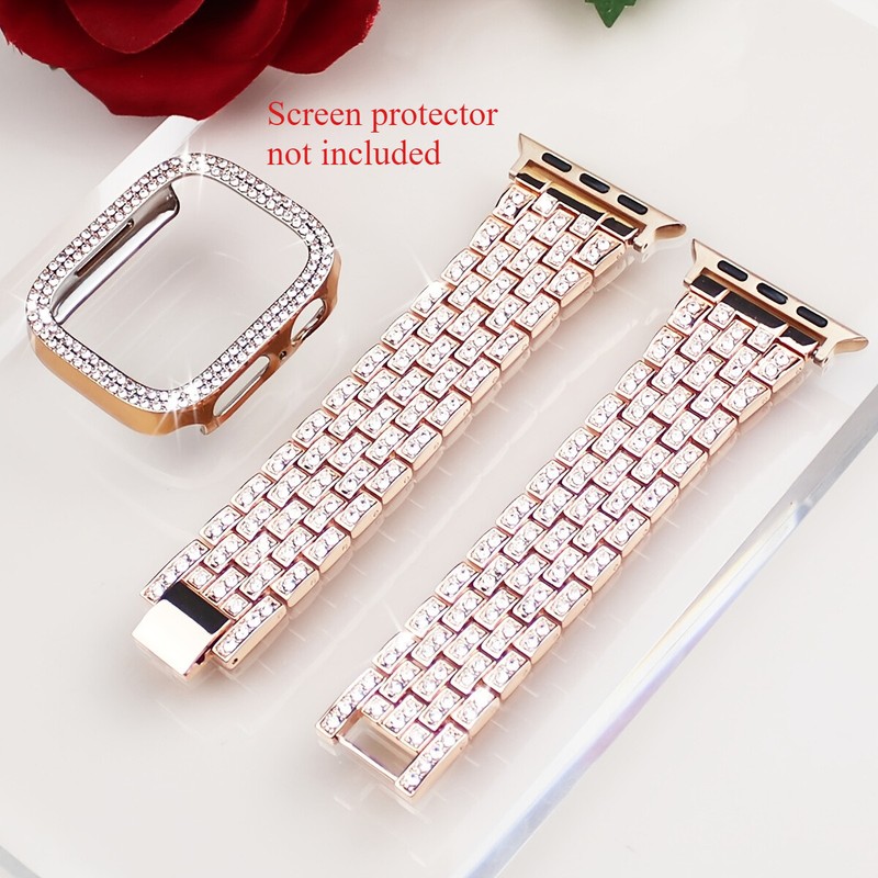 Shiny Rhinestone Strap+Protective Bumper For Apple watch Series 10 9 8 7 6 54321 gallery