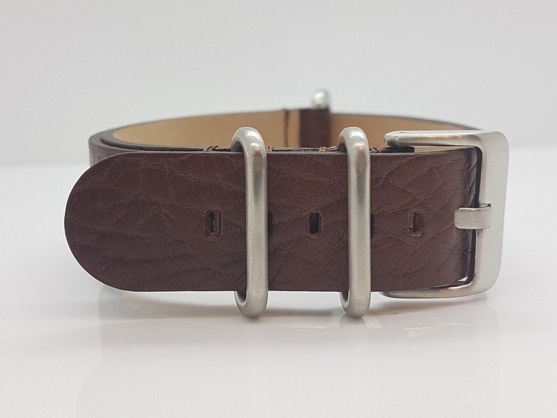 22mm Brown Leather Wrap Around Military Style Watch Bracelet Strap Buffalo Grain