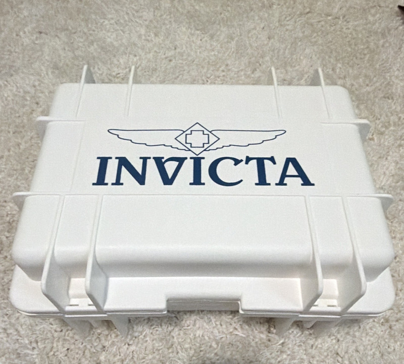 Invicta Plastic Watch Storage Box Case White/Black w/ Foam Insert 4-7 Watches