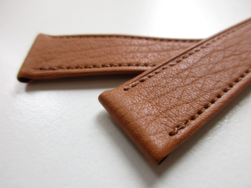 Tawny Brown WATERPROOF plain 18 MM leather 1980's watch band strap G gallery