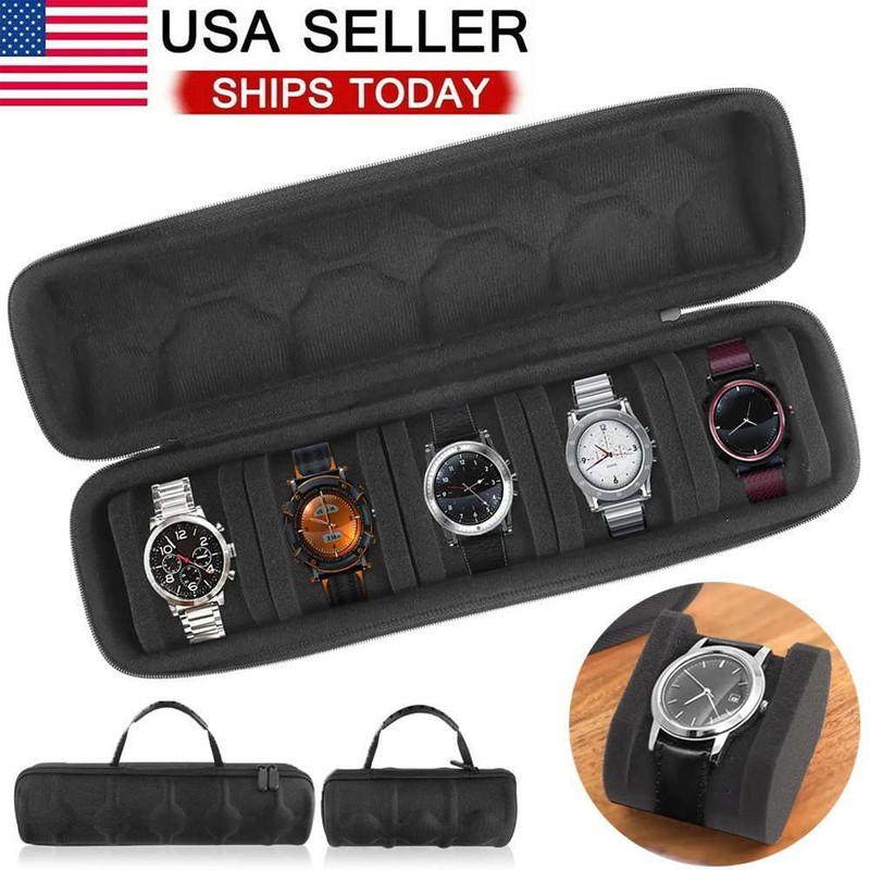 Travel Watch Roll Case 3/5 Slots Wristwatch Display Case Watches Storage Box