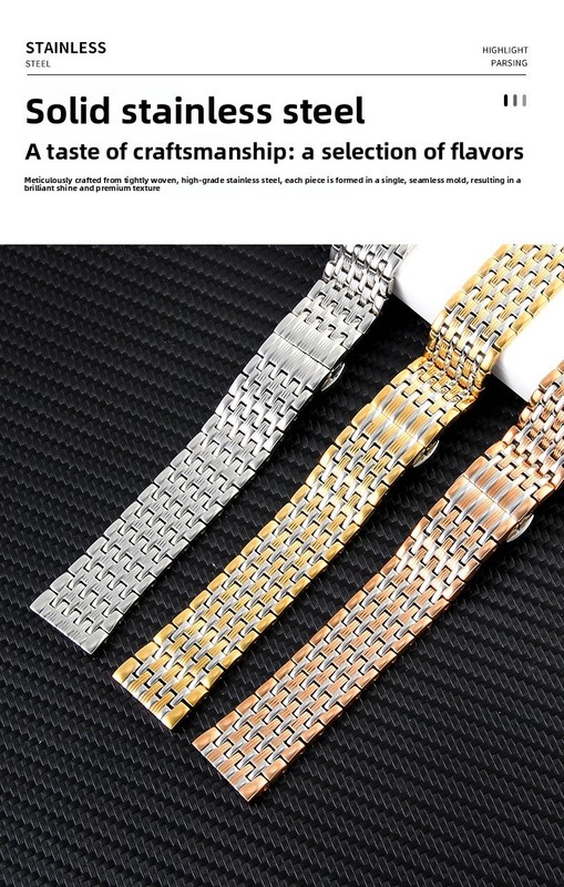 Thin Solid Stainless Steel Watch Strap Metal Band 14 16 18 20 22mm for Longines gallery