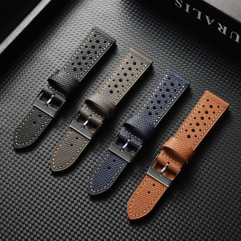Vintage 70's Perforated Leather Rally Watch Band Quick Release 18/19/20/22mm gallery