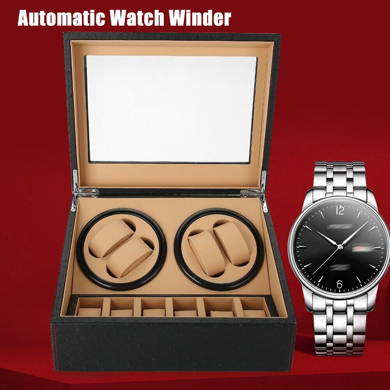 Automatic Watch Winder 4+6 Watch Display Box Quiet Motor Luxury Storage Case HOT