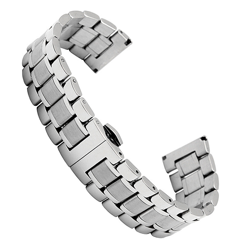 Solid Stainless Steel Watch Strap Quick Release Butterfly Clasp WristBands 12-26
