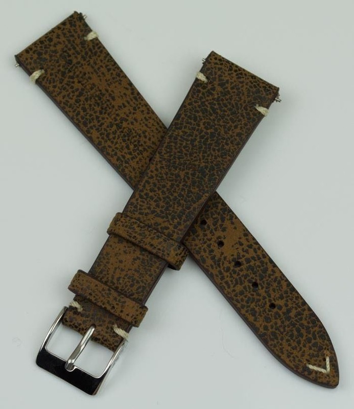 Genuine ITALIAN Thick Leather Watch Strap Brown Black 20mm Band Formal Dress