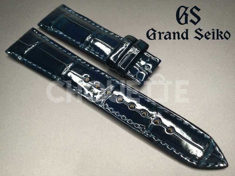 OEM Grand Seiko SBGW049 / 9S64-00J0 19mm Navy Crocodile Leather Band Strap JAPAN