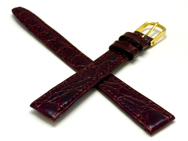 OEM GUCCI 3000L Watch Strap Burgundy Crocodile 13mm x 10mm w/ Gold Tone Buckle