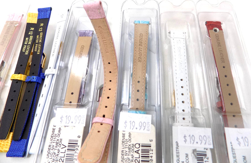 Lot of 10 New 12mm Watch Bands Leather Timex Pink Blue Yellow White Red New gallery
