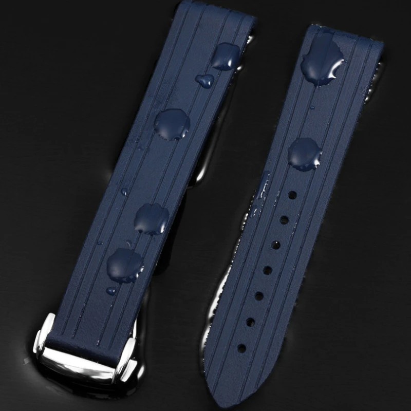 Premium Rubber Silicone Watch Band Strap 20mm Curved End Waterproof Folding Buck gallery