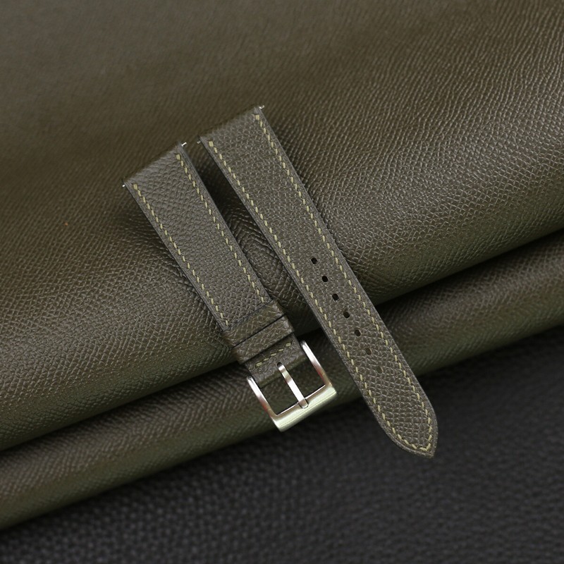 Calfskin Olive Epsom Leather Watch Strap Band 18mm 19mm 20mm 21mm 22mm 23mm