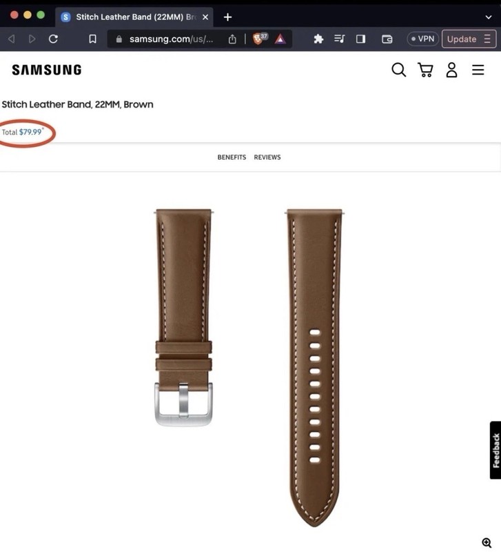 Brand New Samsung Smartwatch Genuine Leather Band-Brown 22mm M/L Original Item gallery