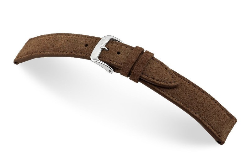 RIOS1931 Genuine mocha Suede 22 mm Watch Band “Tompson” without Buckle New