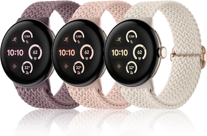 3 Pack Braided Nylon Band Compatible With Google Pixel Watch 1-4 41mm