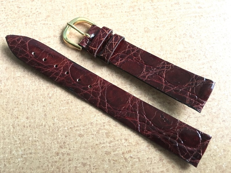 Rich dark brown 14mm NOS vintage watch strap Genuine Crocodile Made in Italy