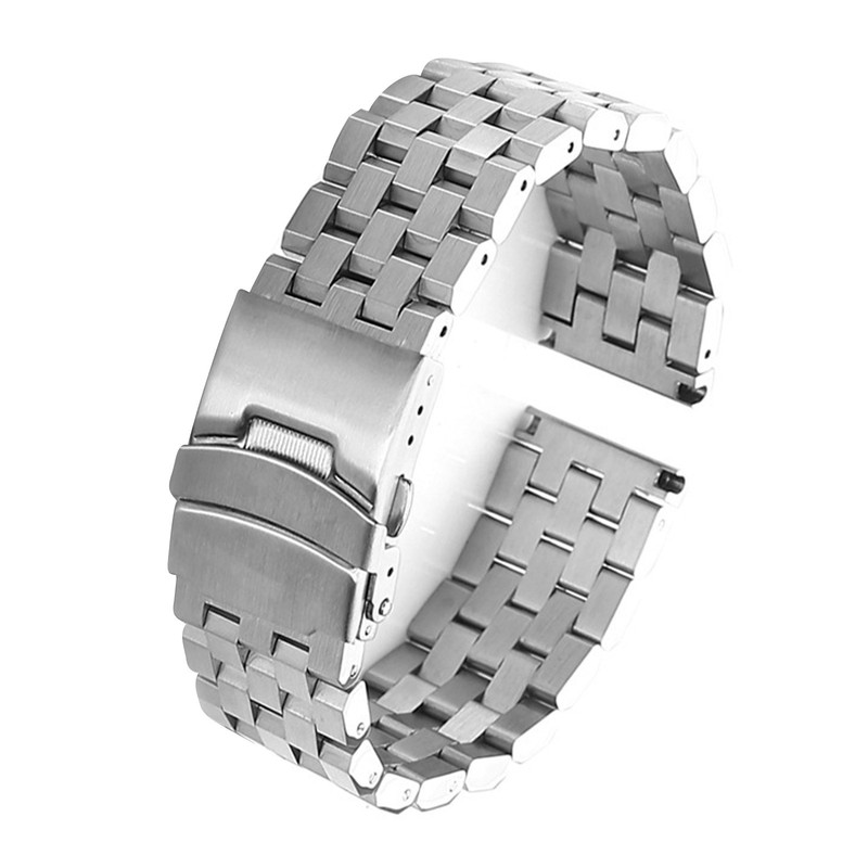 Silver 22mm Width Watch Band Strap Bracelet Link Solid Watchband Replacement[